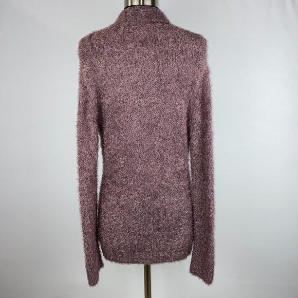 BCBGMAXAZRIA Sweater Women's Size S Fuzzy Knit Shawl Collar Plunging V-Neck 90s - Picture 6 of 12